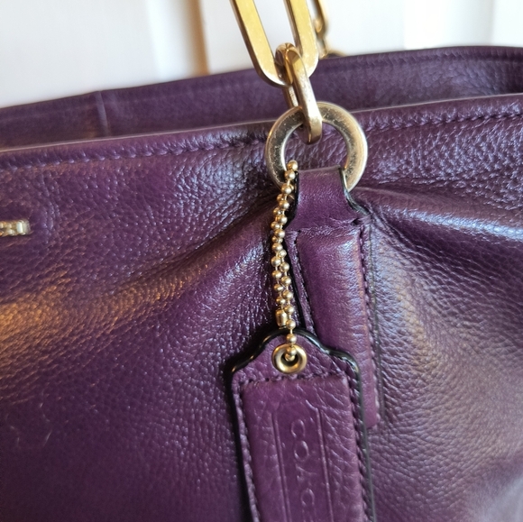 Coach East West Madison Large EggplantTote Bag Leather H1376-26769 W Coach CHARM - Picture 8 of 10